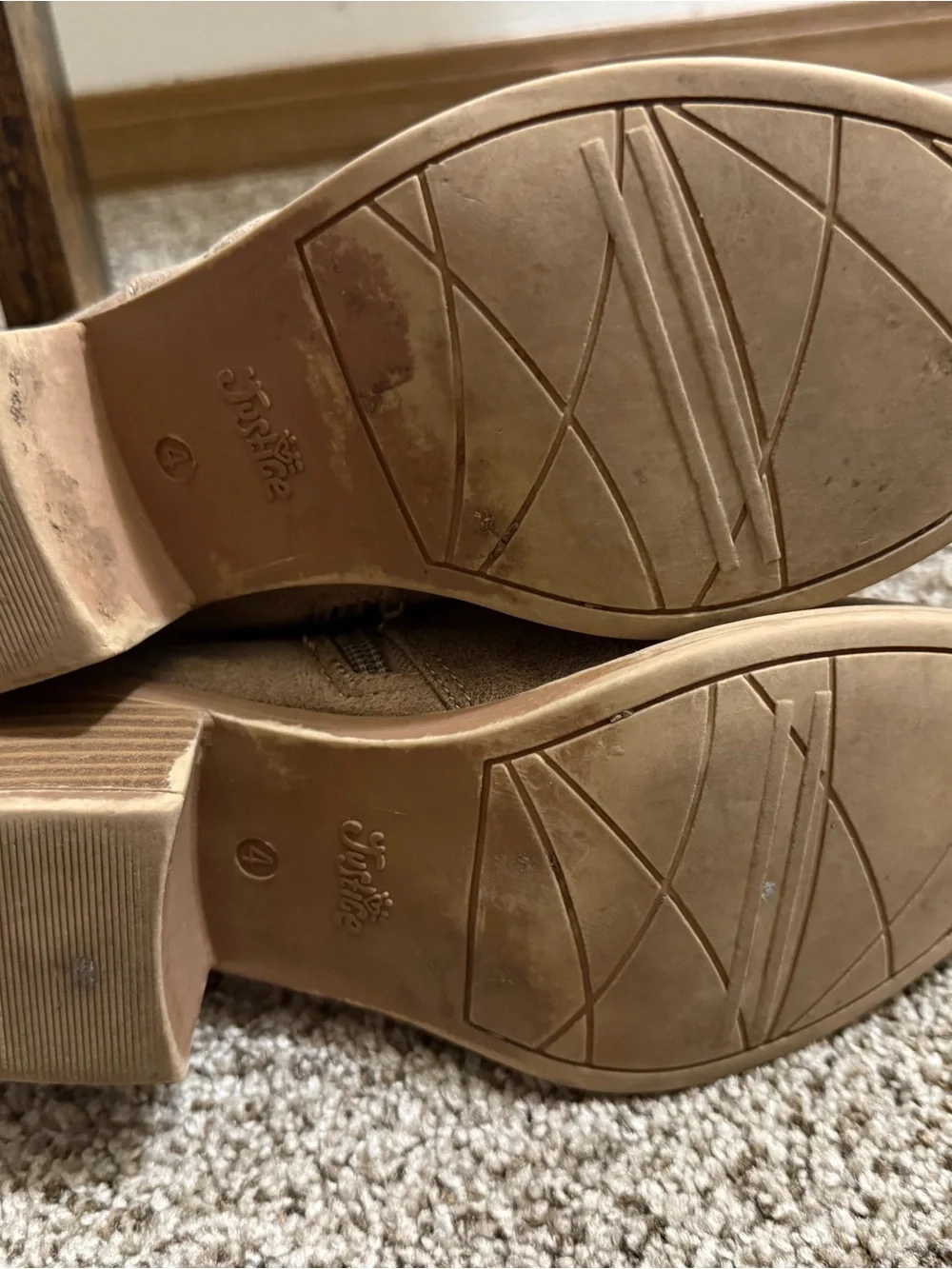 Justice Taupe Suede-Look Studded Ankle Booties